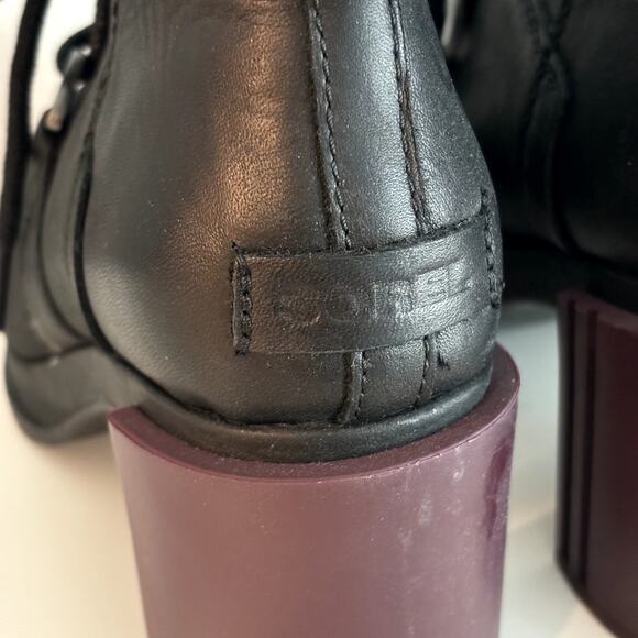 Sorel Margo Ankle Boots Size 7.5 Black Leather Heeled Lace Up Bootie Waterproof - Picture 5 of 9